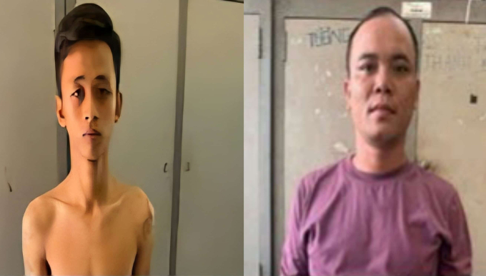 Nguyễn Văn Hùng (trái) và Lê Huỳnh Đạt tại cơ quan điều tra. Ảnh: Ngọc Diễm