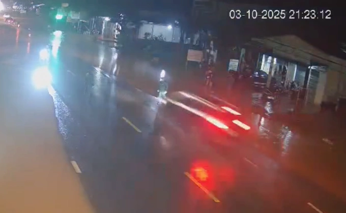 Hiện trường tai nạn tối 3/10. Ảnh: Camera an ninh