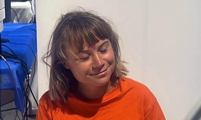 Greta Thunberg trong bức ảnh do Israel công bố hôm 3/10. Ảnh: Bộ Ngoại giao Israel