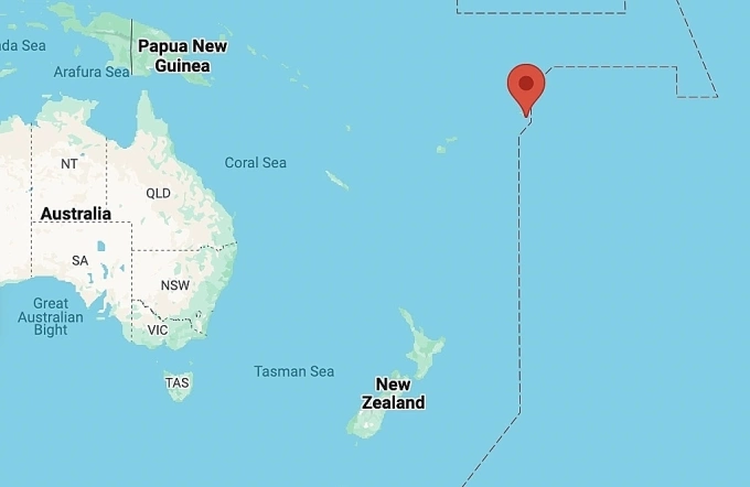 Vị trí New Zealand và đảo Upolu của Samoa (chấm đỏ). Đồ họa:Google Maps