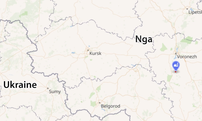 Vị trí nhà máy Novovoronezh (chấm xanh). Đồ họa: RYV