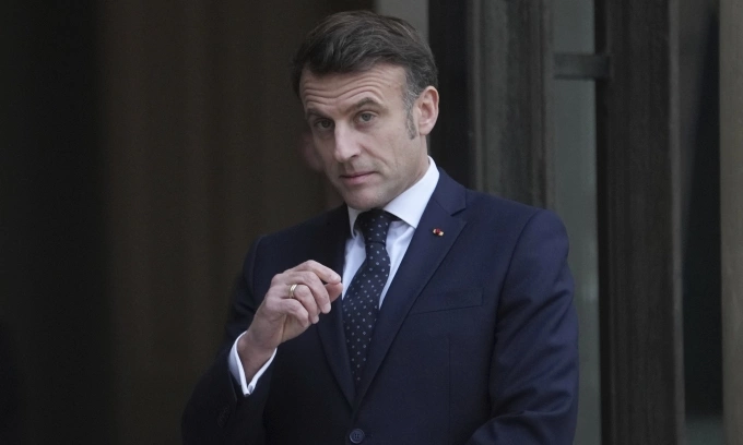 Tổng thống Pháp Emmanuel Macron tại Paris ngày 19/2. Ảnh: AP
