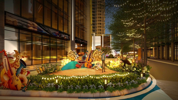 Phối cảnh sân khấu âm nhạc ngoài trời tại phân khu Capital State của Capital Square. Ảnh: CĐT