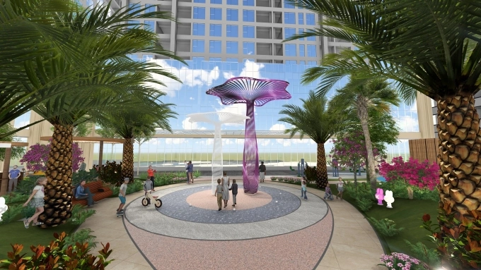 Quảng trường trung tâm tại phân khu Capital State với thiết kế không gian sáng tạo, đề cao tính thẩm mỹ. Ảnh: CĐT