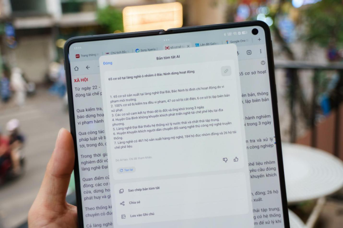 Những văn bản dài có thể tóm gọn nhờ Bản tóm tắt AI. Ảnh: Oppo