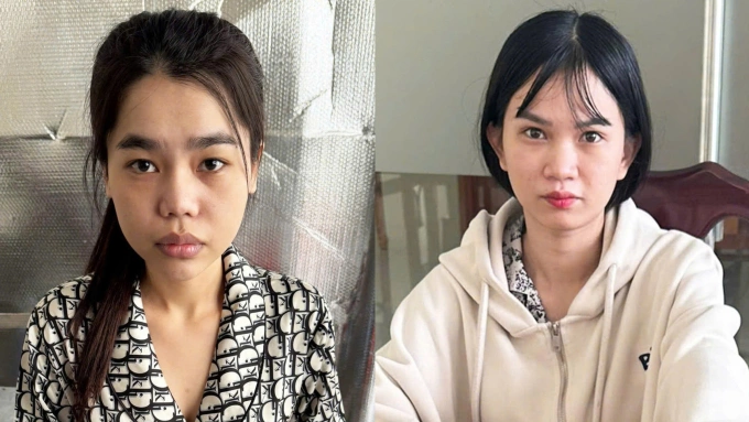 Nguyễn Thị Thùy Dương (phải), Nguyễn Sang Ngọc Ánh tại cơ quan điều tra. Ảnh: An Phú