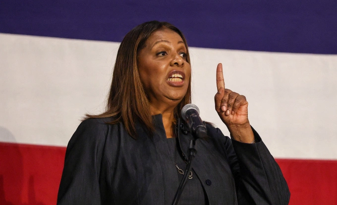 Tổng chưởng lý New York Letitia James phát biểu tại một sự kiện ở Valhalla, bang New York ngày 8/5. Ảnh: AFP