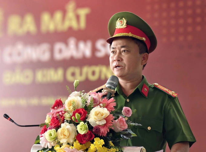 Thượng tá Nguyễn Ngọc Hải phát biểu tại buổi lễ. Ảnh: Nhật Vy