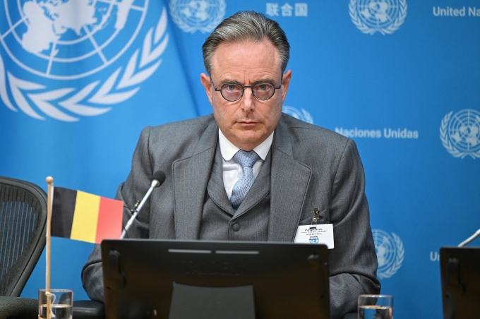 Thủ tướng Bỉ Bart De Wever phát biểu tại New York, Mỹ, ngày 22/9. Ảnh: AFP