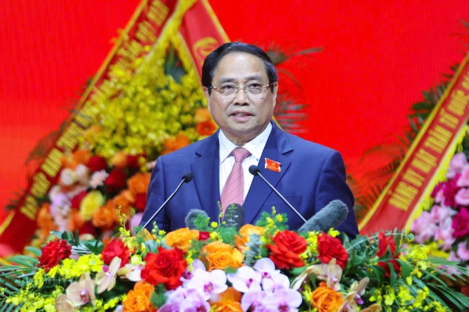 Thủ tướng Phạm Minh Chính phát biểu khai mạc Đại hội. Ảnh: Hoàng Phong