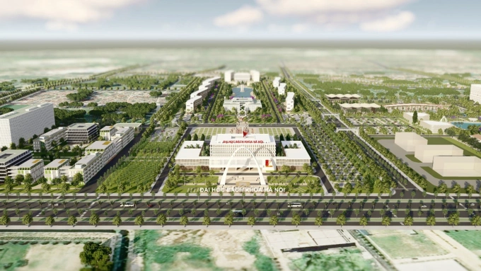 Phối cảnh minh họa trục chủ đạo Cơ sở 2 - Phân hiệu Đại học Bách khoa Hà Nội tại Hưng Yên. Ảnh: HUST