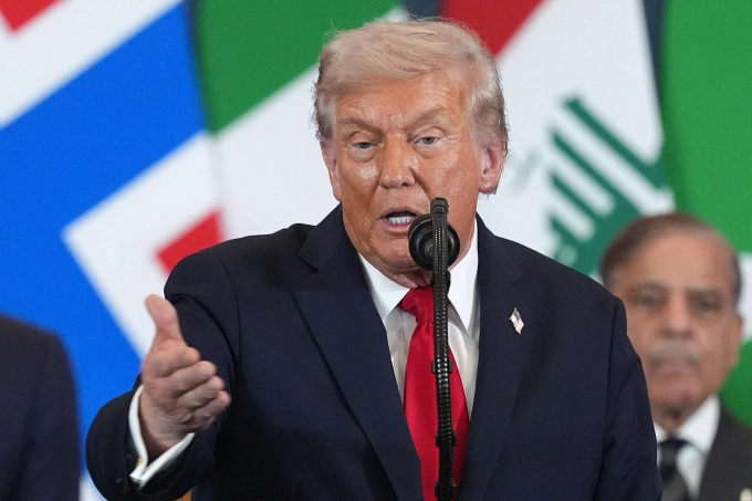 Tổng thống Mỹ Donald Trump tại thành phố Sharm el-Sheikh, Ai Cập ngày 13/10. Ảnh: AFP