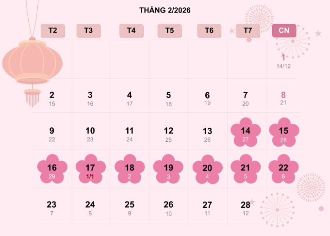 9 ngày nghỉ Tết Bính Ngọ. Đồ họa: Tâm Thảo
