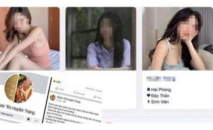 Hình ảnh và thông tin bán dâm giả do nhóm Lộc đăng tải. Ảnh: Công an Hải Phòng
