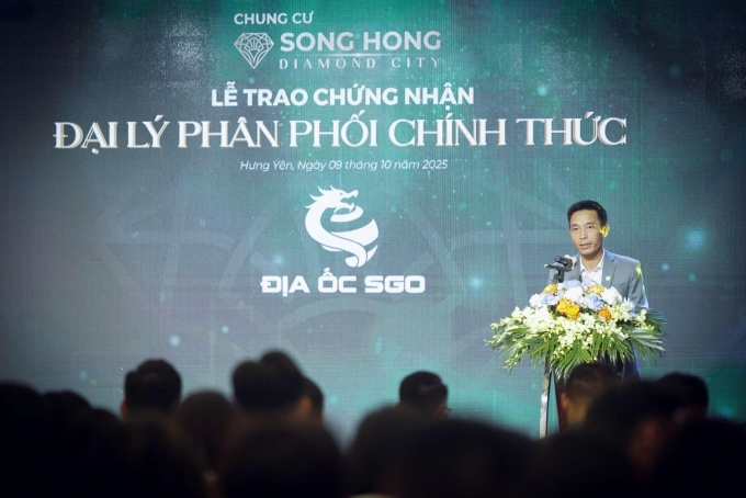 Ông Vũ Kim Tuấn, Tổng giám đốc Địa Ốc SGO phát biểu tại sự kiện. Ảnh: Địa Ốc SGO