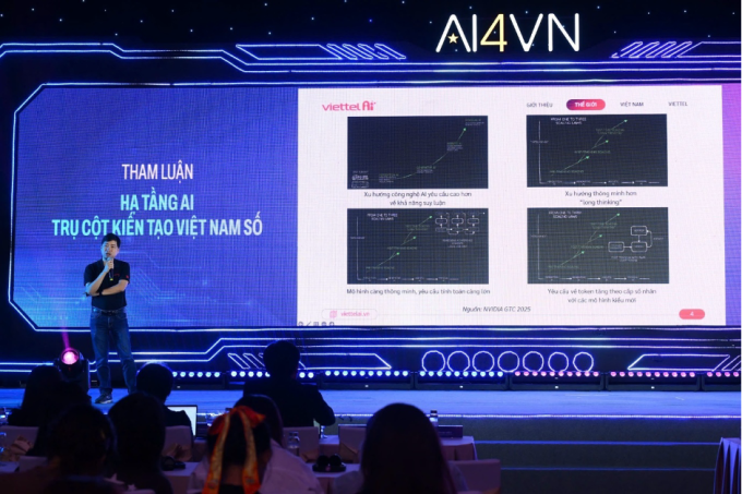 Đại diện Viettel AI trong phiên tham luận tại AI4VN. Ảnh: Viettel