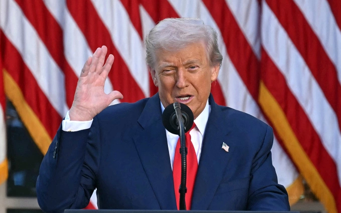 Tổng thống Mỹ Donald Trump tại Vườn Hồng, Nhà Trắng ngày 14/10. Ảnh: AFP