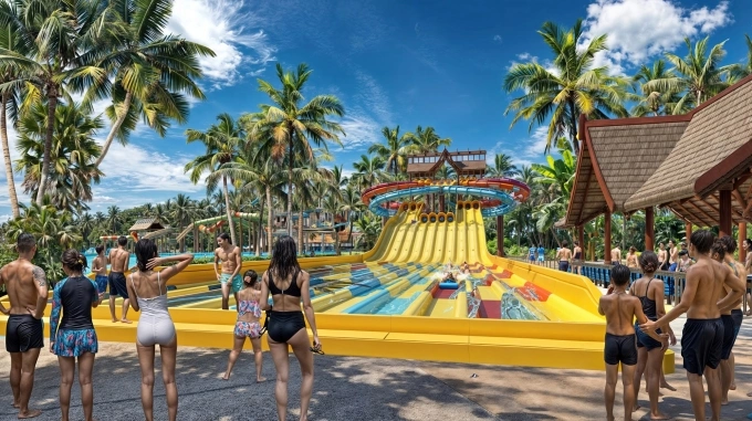 20 trò chơi nước và tổ hợp dịch vụ giải trí ẩm thực sẽ xuất hiện tại Sun World Vũng Tàu. Ảnh: Sun Group
