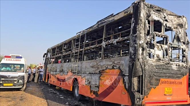 Bus fire leaves at least 20 people dead in west India