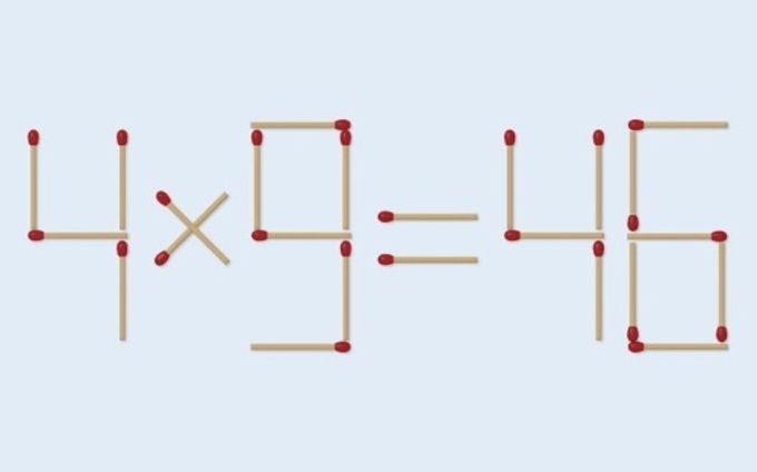 Làm thế nào biến phép tính 4×9=46 thành đúng với 2 que diêm