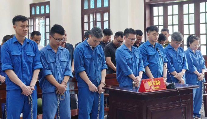 Các bị cáo trong phiên tòa. Ảnh: Lê Tân