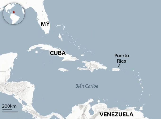 Vị trí Venezuela, vùng biển Caribe và Mỹ. Đồ họa: BBC