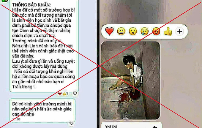 Thông tin và hình ảnh được chia sẻ trên mạng, được công an xác minh và khẳng định là bịa đặt. Ảnh: Công an cung cấp