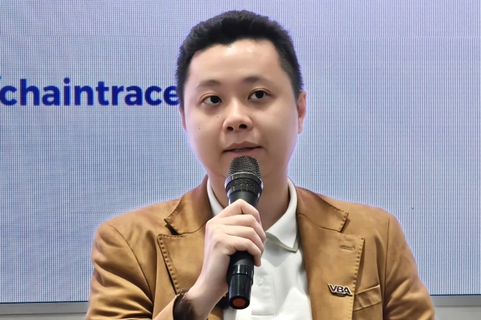 Trần Huyền Dinh, chủ nhiệm dự án ChainTracer - đơn vị tham gia truy vết dòng tiền số trong vụ án AntEx liên quan tới Shark Bình. Ảnh: Trọng Đạt