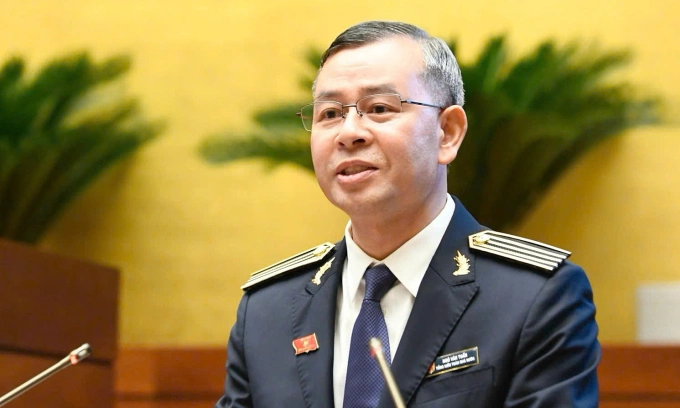 Tổng kiểm toán Nhà nước Ngô Văn Tuấn báo cáo công tác nhiệm kỳ 2021-2026 chiều 20/10. Ảnh: Cổng TTĐT Quốc hội