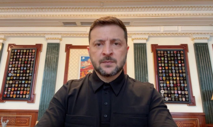 Ông Zelensky trong bài phát biểu hàng ngày hôm 19/10. Ảnh: Văn phòng Tổng thống Ukraine