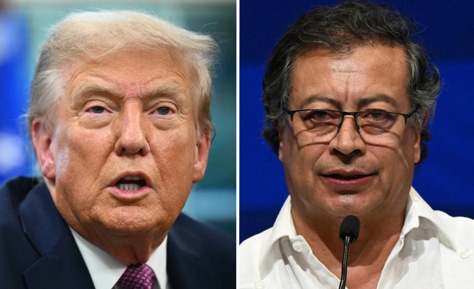Tổng thống Mỹ Donald Trump (trái) và người đồng cấp Colombia Gustavo Petro. Ảnh: AFP