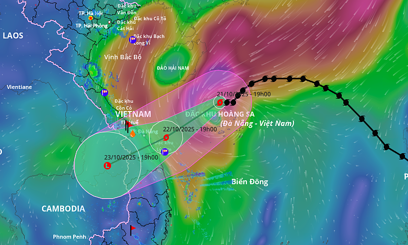 Bão Fengshen cách Đà Nẵng 390 km