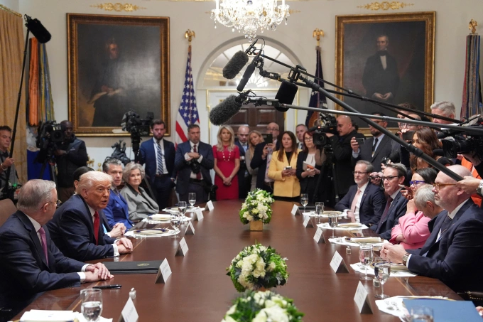 Tổng thống Trump và Thủ tướng Australia phát biểu trước truyền thông tại Nhà Trắng ngày 20/10. Ảnh: AP