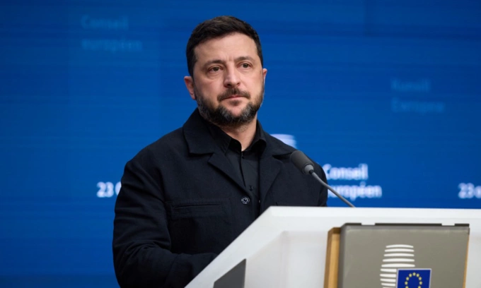 Ông Zelensky tại cuộc họp báo ở Brussels, Bỉ hôm 23/10. Ảnh: Văn phòng Tổng thống Ukraine
