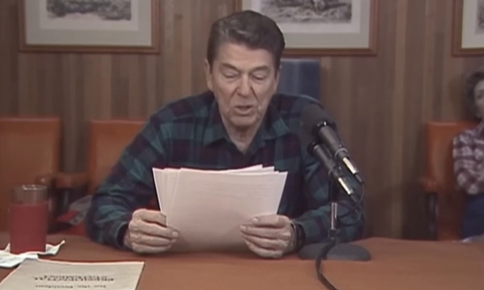 Tổng thống Ronald Reagan phát biểu năm 1987. Ảnh: Ronald Reagan Library