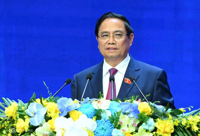 Thủ tướng Phạm Minh Chính phát biểu trong phiên thảo luận cấp cao chiều 25/10. Ảnh: Giang Huy