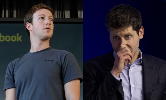 Mark Zuckerberg, CEO Meta (trái) và Sam Altman, CEO OpenAI. Ảnh: Reuters
