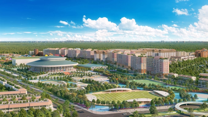 Phối cảnh Park Residence và Road Residence được bao quanh bởi hệ tiện ích đa dạng. Ảnh: Sun Property