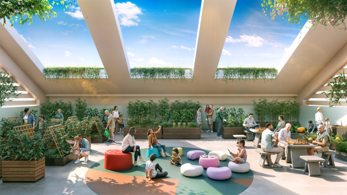 Phối cảnh thiết kế không gian tầng mái mang đến trải nghiệm khác biệt. Ảnh: Sun Property