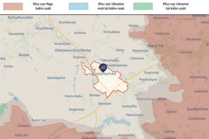 Cục diện chiến sự quanh Kostiantynivka. Đồ họa: Deep State