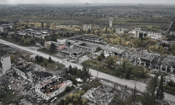 Một khu vực tại thành phố Pokrovsk, tỉnh Donetsk ngày 7/10. Ảnh: War Zone, KI