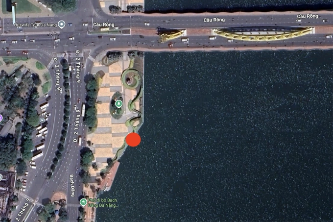 Vị trí phát hiện và giải cứu cháu bé (chấm đỏ). Ảnh: Google Maps