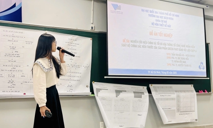 My trong buổi bảo vệ đồ án tốt nghiệp. Ảnh: Nhân vật cung cấp