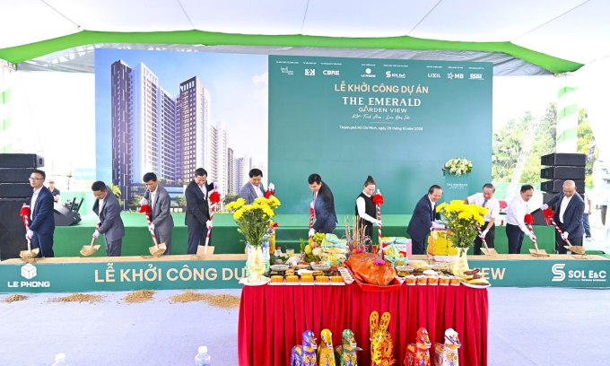 Lê phong Group và SOL E&C khởi công dự án The Emerald Garden View tại Thuận An, TP HCM. Ảnh: Lê Phong Group