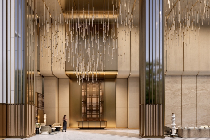 Sảnh đón của Sun Feliza Suites cao tới 14 m, gấp 4 lần chiều cao các căn hộ thông thường. Ảnh: Sun Property.