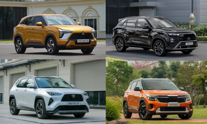 Từ trái qua phải, Xforce, Creta, Yaris Cross, Seltos. Ảnh: Phạm Trung, HTV, TMV, MMV