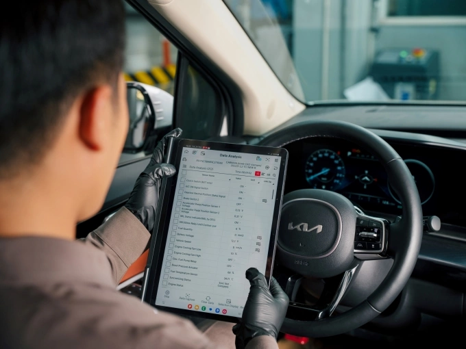Hệ thống chẩn đoán bằng dữ liệu toàn cầu của Kia. Ảnh: Thaco Auto