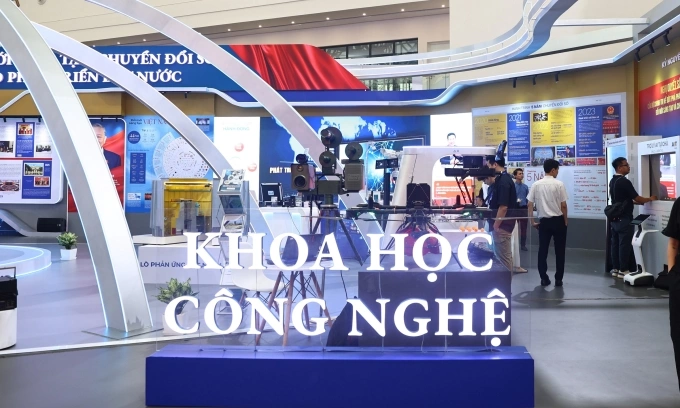Gian trưng bày của Bộ Khoa học và Công nghệ tại triển lãm thành tựu đất nước 80 năm. Ảnh: Quỳnh Trần