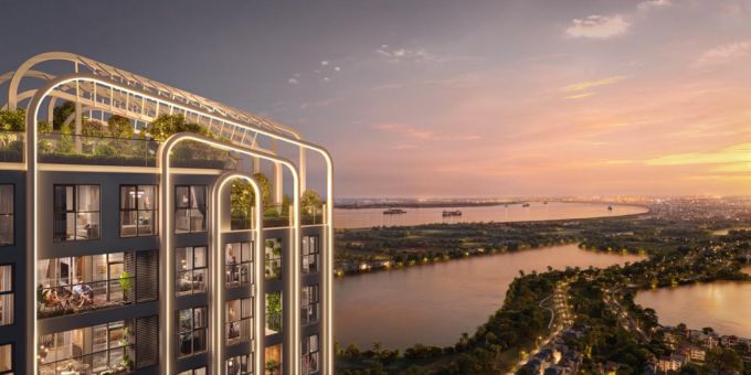 Khung kính Low-E mở rộng tầm nhìn ra sông Hồng. Ảnh: Meygroup