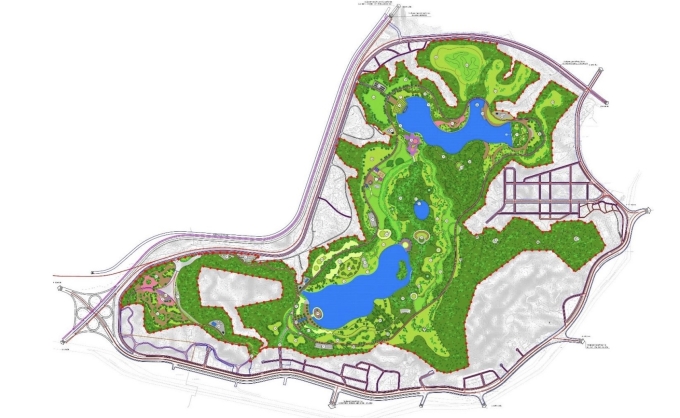 Sơ đồ tổ chức không gian kiến trúc cảnh quan dự án Công viên công cộng Tuần Châu. Ảnh: ĐTM